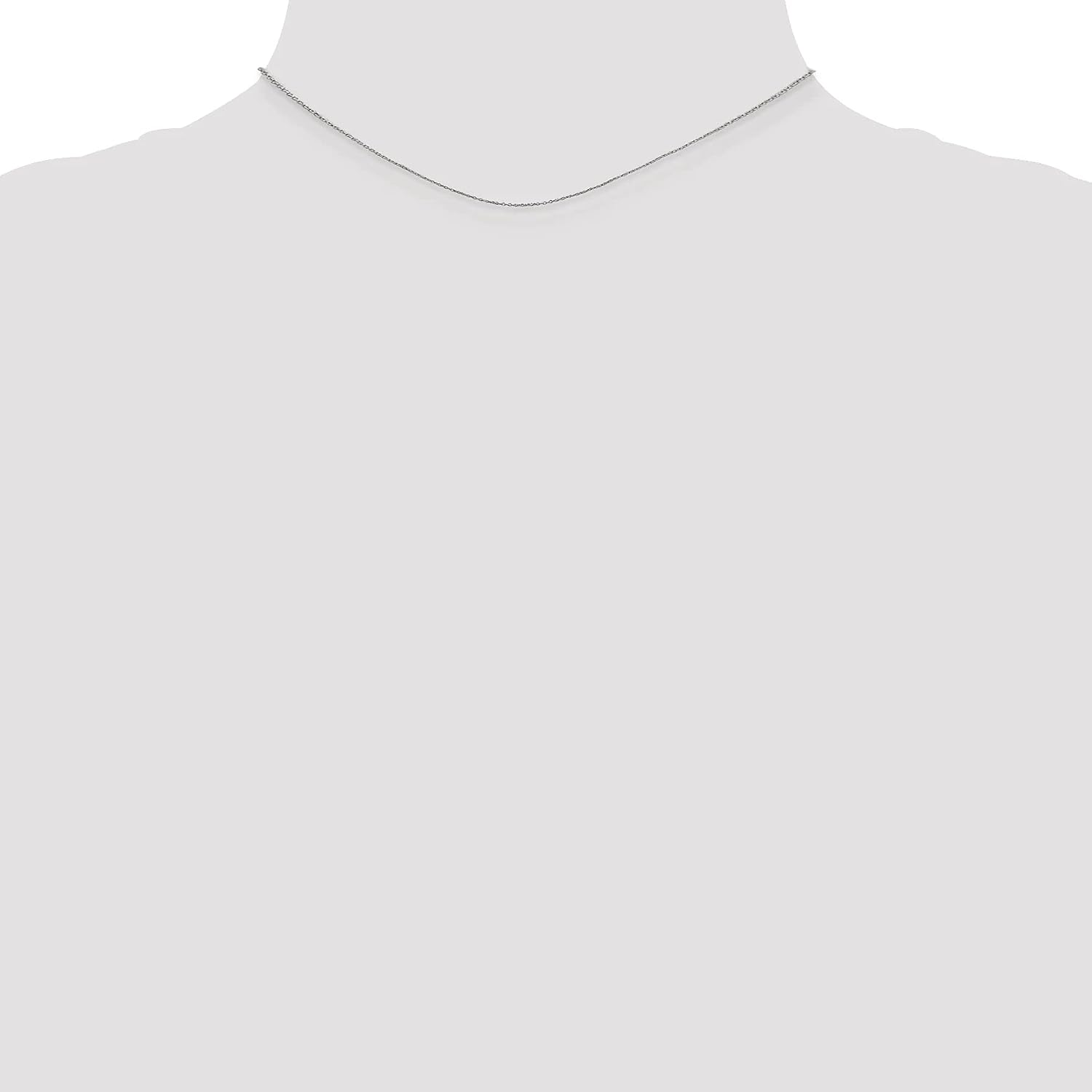 14k White Gold 14in .5mm Solid Diamond Cut Cable Chain Necklace