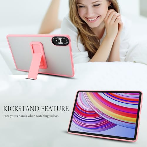 Coque Xiaomi Redmi Pad 2 Pro 12.1 2025 rigide transparente rose avec support
