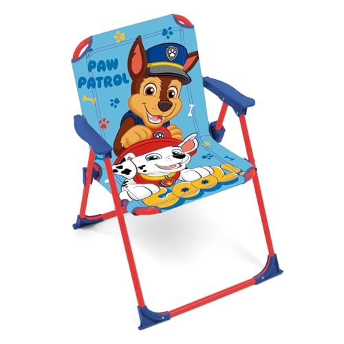 ARDITEX Silla Plegable con Brazos de Chase y Marshall de la Patrulla Canina - 38x32x53cm - Adecuado para jardín, Camping, Playa o montaña - Ideal para niños y niñas.