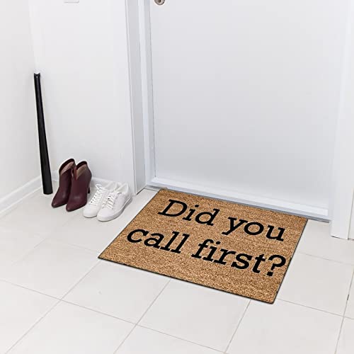 Did You Call First? Funny Letter Printed Front Door Mats Outdoor,Coco Coir Non Slip Welcome Doormat,Durable Entry Mat,Fade Resistant Floor Mat For Yard Porch Patio Kitchen Garage,15.7X23.6 Inches #TOP4