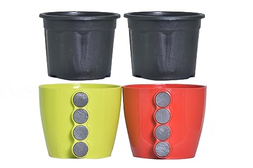 Stagmoor® Plasic Magnetic Wall Pots Eco-Friendly Flower Pot for Home Decor,Pots for Gardening/Home, Flower Pots Indoor-Outdoor & Planter for Plants ((Set of 2))