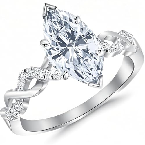 IGI CERTIFIED Personalized 10K/14K/18K Gold Lab Grown 1 to 5 ct Diamond Twisting Infinity Gold and Diamond Split Shank Pave Set Engagement Ring D Color VVS Clarity for Women Size 3 to 15