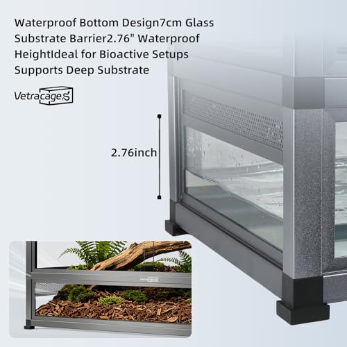 Image of 36x18x18 Glass Reptile Terrarium, 50 Gallon Aluminum Frame Reptile Enclosure with Waterproof Base, Sliding Doors, Screen Top & Stackable Design for Snakes Geckos Lizards