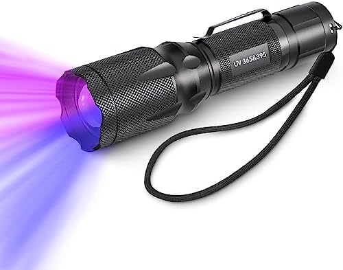 TNATRA UV 365nm and 395nm Flashlight, UV Flashlight Black Light,LED Blacklight for Pet Stain, Dry Stain, Scorpion, Rocks, Stain Finder Light,Portable Ultraviolet Handheld Torch
