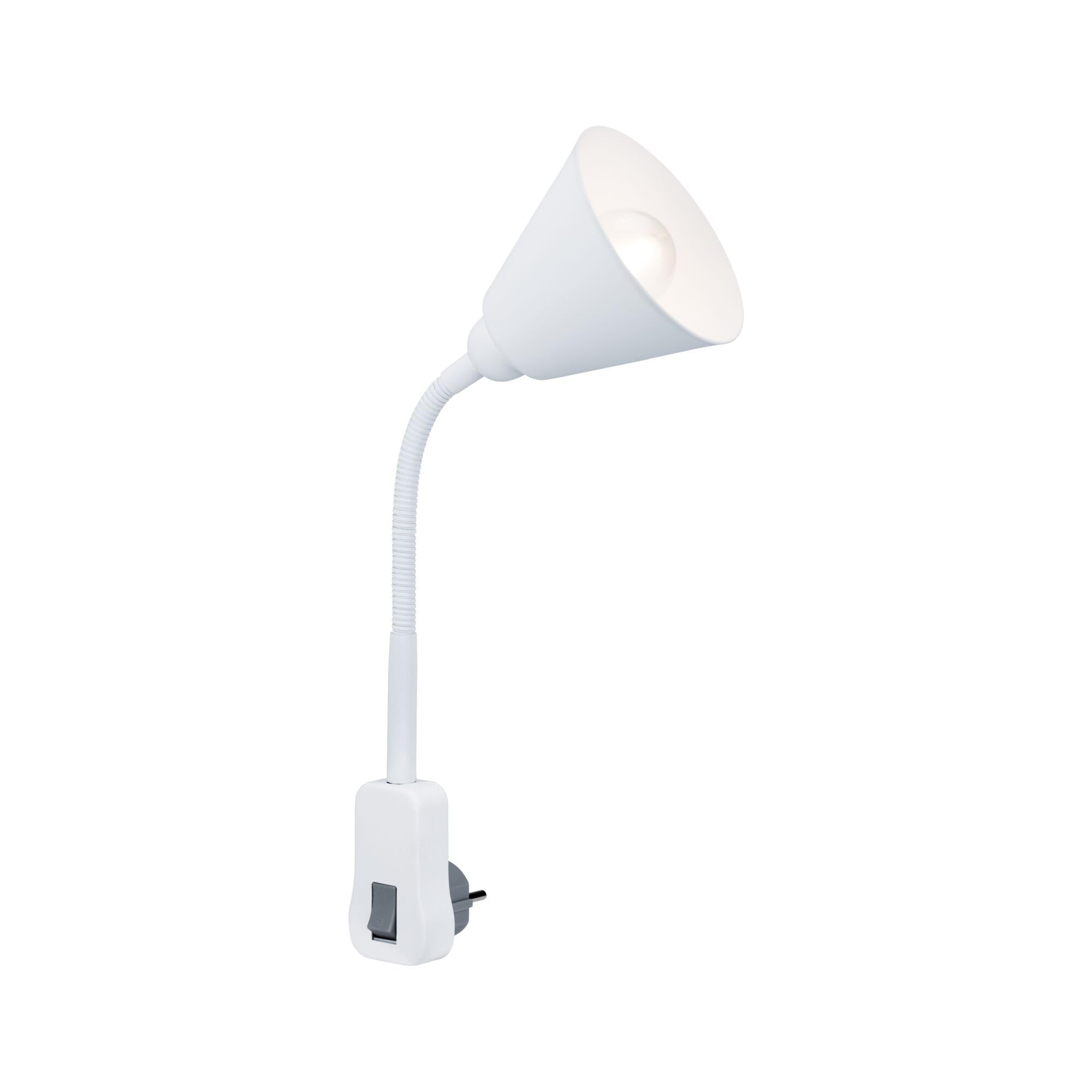Paulmann 95428 Lampada da presa Junus con braccio flessibile max. 20 Watt lampada bianco metallo, plastica luce E14