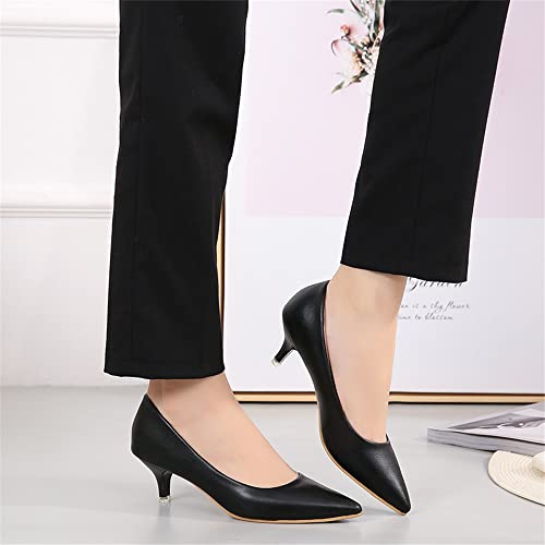 ChaiRong Zhou Women's Elegant Candy Color Pointy Toe Low Kitten Heeled Dress Pumps,Fashion Slip on Working Pump Shoes3