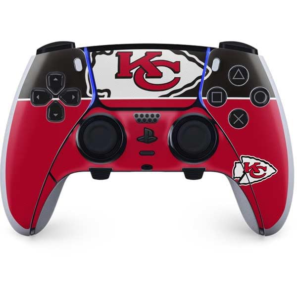 Skinit Decal Gaming Skin Compatible with PS5 DualSense Edge Pro Controller - Officially Licensed NFL Kansas City Chiefs Zone Block Design