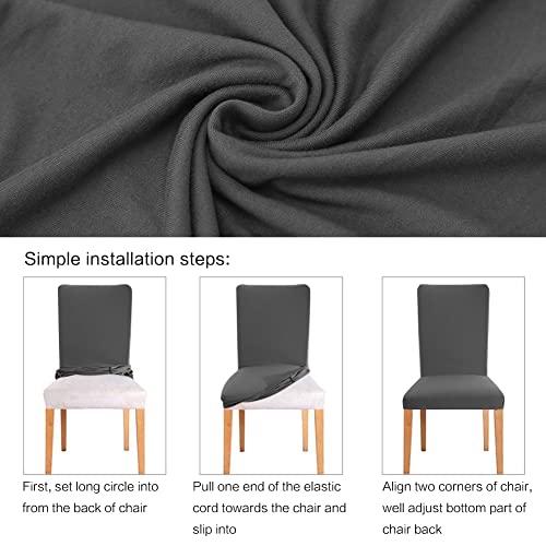 Fuloon Super Fit Stretch Removable Washable Short Dining Chair Protector Cover Seat Slipcover For Hotel,Dining Room,Ceremony,Banquet Wedding Party (6, Gray) #TOP5