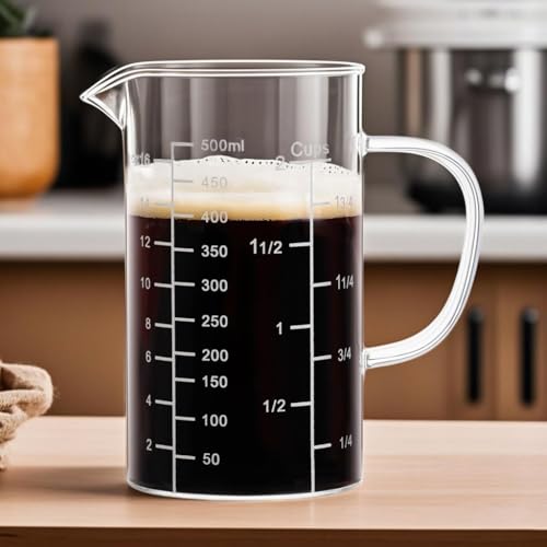 Vaso medidor de vidrio 16.9 oz con marcas claras miniatura 1