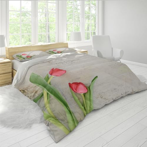 Housse de couette d'exception tulipe rouge avec fermeture eclair haut de gamme - 3