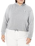 CK One French Terry Cropped Long Sleeve Hoodie Grey Heather
