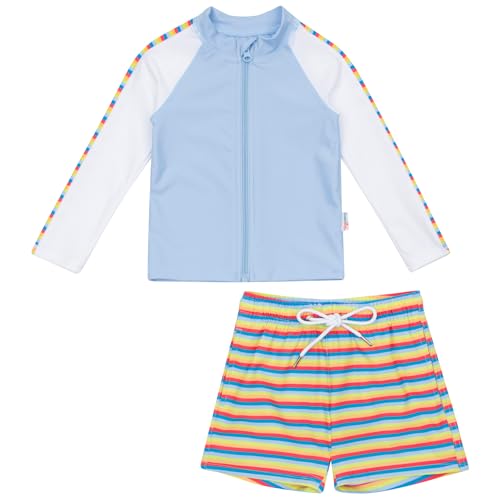 Image of SwimZip Boys' Long Sleeve Rash Guard & Swim Shorts Set - UPF 50+ Sun Protection