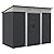 7' X 4' Metal Lean to Garden Shed with Double Sliding Doors Grey Steel