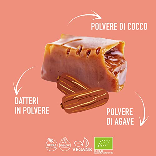 SUPER FUDGiO Organic Bonbons - Datteln- Vegan und Glutenfrei - BIO Karamellbonbons ohne Palmöl - mit Bio Kokosmilch und Kokosnusszucker | 150g Multipack | Geschmack: Agave und Datteln
