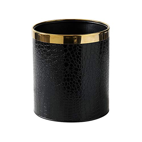 Compare Price black leather waste basket on