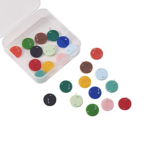 Airssory 24 pièces/boîte résine boucle d'oreille résultats fer boucle d'oreille broche plat rond pour bricolage femmes fille boucle d'oreille bijoux faisant des fournitures - 15mm Cover