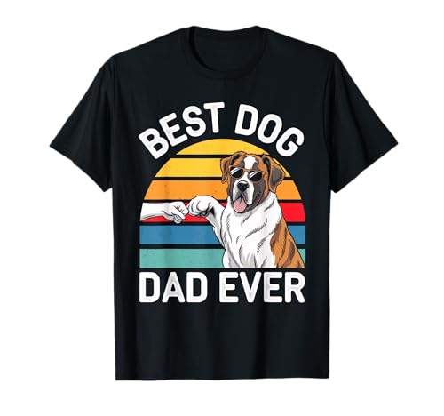 Funny St. Bernard Best Dog Dad Ever Fist Bump Hombres Mujeres Camiseta