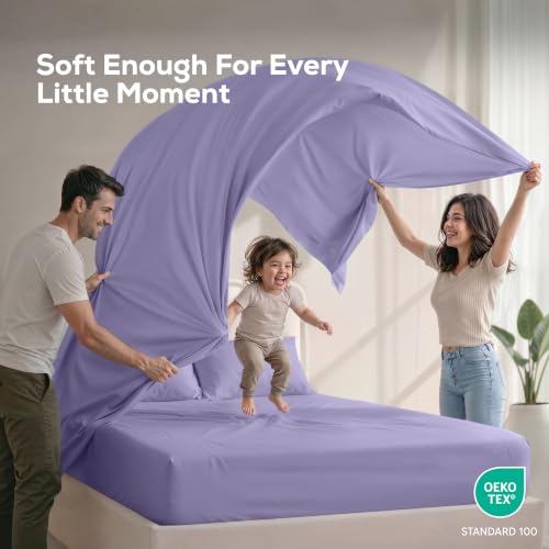 Image of Utopia Bedding Queen Sheet Set - 4 Piece Bed Sheets for Queen Size Bed, Soft and Breathable Microfiber, Includes 1 Fitted Sheet, 1 Flat Sheet and 2 Pillowcases - Oeko Tex (Peri)