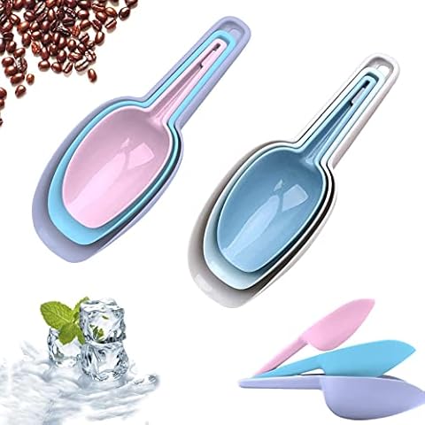 Ice Scoop Set, Multi Purpose Plastic Kitchen Scoops Canisters, Ice Scooper for Freezer, Rice, Canisters, Flour, Dry Foods, Candy, Pop Corn, Coffee Beans and Pet Food Cover
