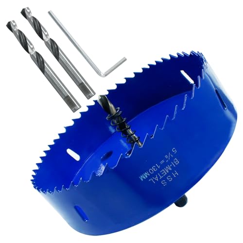 Image of Luomorgo 130mm /5 1 /8 inch Hole Saw | 1 1 /4 inch Cutting Depth, HSS Bi-Metal, For Wood Cornhole Boards Plastic Drywall & Metal Sheet