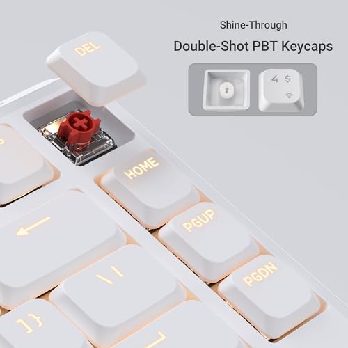 Image of Keychron KJ1 Low Profile Wireless Mechanical Keyboard - 75% Layout Red Switch, QMK RGB Backlit, 2.4G /Bluetooth /USB-C, Double-Shot PBT Keycaps, 2000mAh Battery, Mac /Win /Linux Compatible - White