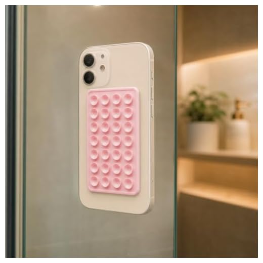 Silicone Suction Phone Case Mount for Selfies and Videos, Non Slip Adhesive Phone Stand Sticky Strong Grip Holder, 8x5.5CM (Pink)