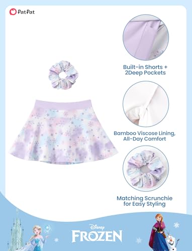 Image of Disney Stitch丨Frozen丨Princess丨Minnie Mouse Girls Skirts Inner Pocket Shorts + Scrunchie Athletic Golf Tennis Skorts 2-9Y