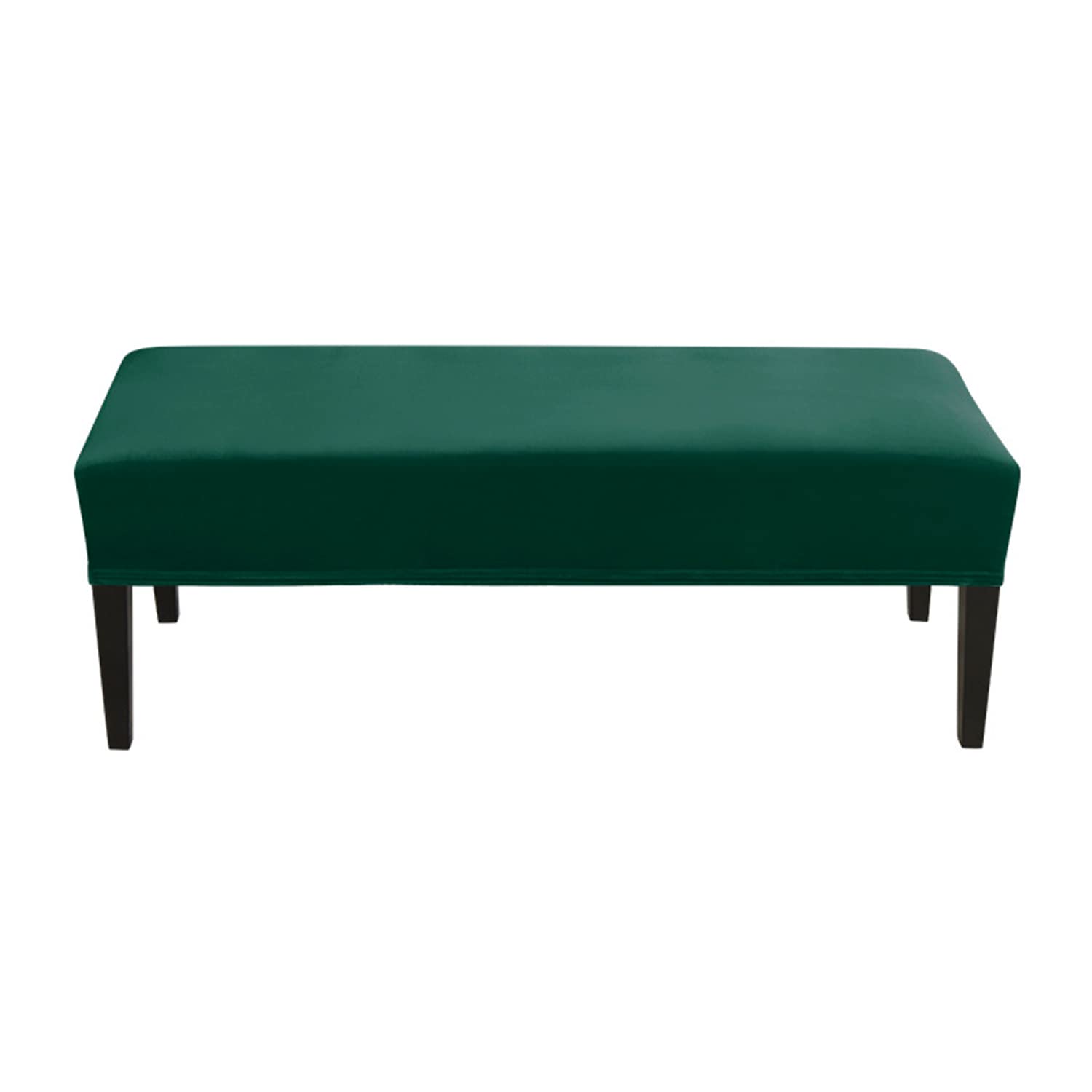 OBCREAT Dining Bench Cover - Velvet Slipcovers, Removable Anti-Dust Bench Seat Cushion Covers - Upholstered Dining Chair Cover - Dark Green