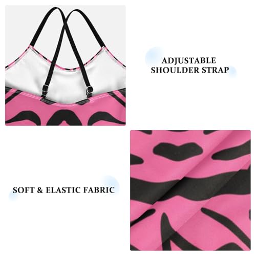 Zebra Stripes Pink Black Girls One Piece Swimsuit Beach Swimwear 208620253