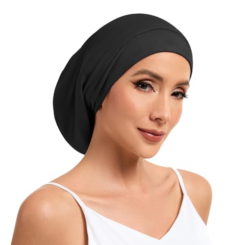 Bonnet de nuit pour cheveux bouclés en soie de mûrier pour femme endormie