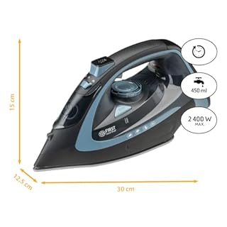 TZS First Austria - Ferro da stiro a vapore senza fili con stazione 2400W - Con serbatoio da 450 ml, sistema antigoccia, temperatura & intensità regolabile e piastra in ceramica - Con vapore verticale