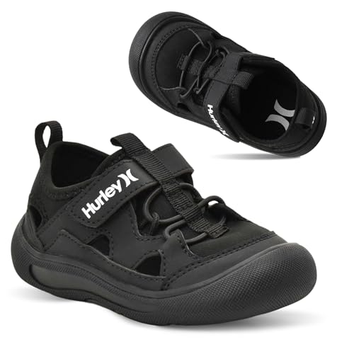 Hurley Kid's Toddlers Water Shoes, Extra Strength Outsole Water Shoes for Boys and Girls, Lightweight Closed Toe Sandals, Beach Shoes with Adjustable Upper-for Outdoors, Water Play and Pool Dylan
