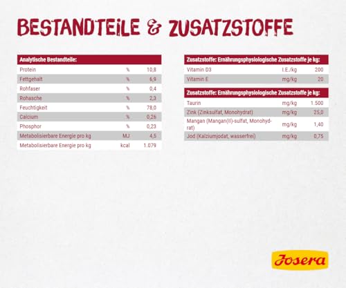 JOSERA Paté Gulasch vom Rind & Huhn (16 x 85 g) | Adult | Premium Nassfutter für ausgewachsene Katzen | Gulasch vom Rind & Huhn | getreidefrei | Katzenfutter nass im Frischebeutel | 16er Pack