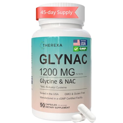THEREXA GLYNAC Supplement 1200MG - Glycine & NAC Supplements USA Tested - 90 Capsules