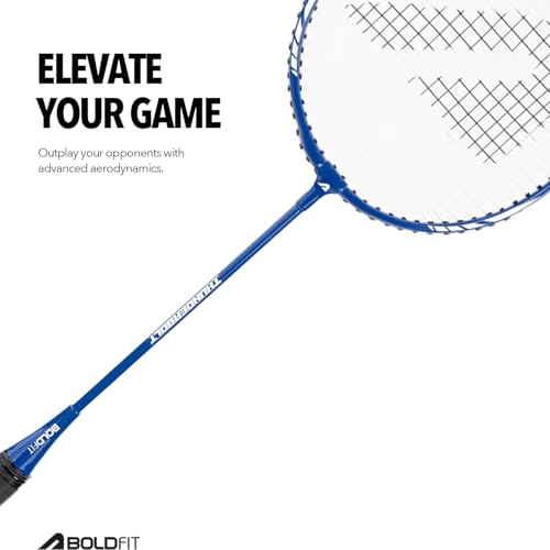 Image of Boldfit Badminton Rackets for Beginners, Adults Aluminium Shuttle Bat with Full Cover Bag Badminton Racket for Practice & Match Lightweight Badminton Racquet with Grip Handle Shuttle Racket - Blue