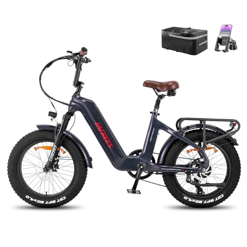 Fafrees F20 Master ebike 48V 22.5Ah Akku, Carbonfaserrahmen Elektrofahrräder 20 * 4.0 Zoll, e Bike Herren Damen 60N.m Motor, Pedelec Lagergewicht 150KG (Buntes Grau)