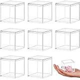 Blulu 8 Pcs Clear Acrylic Box with Lid Plastic Jewelry Mini Storage Box Mini Cube Containers for Candy and Tiny Jewelry(1.77 x 1.77 x 1.77 Inch,Classic Style)