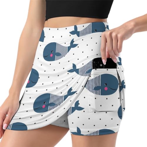 Jupe de tennis Baleine Bleue femme avec short intégré et poche