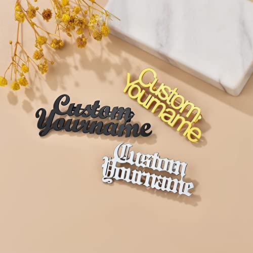 Custom4U Personalized Layered 2 Name Brooch Pins Stainless Steel Lapel Pin Customized With Double Names #TOP5