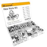 150PCS Metric Hex Nuts Assortment Kit, M3 M4 M5 M6 M8 M10 M12 Sizes, 304 Stainless Steel Hardware Nuts, Full Thread Hex Drive