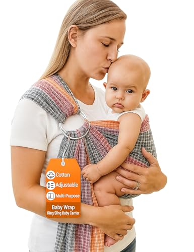 Hip Baby Wrap Ring Sling Baby Carrier for Infants and Toddlers - 100% Soft Cotton Baby Wraps Carrier for Babies 8-35 lbs - Perfect Baby Shower Gifts Moms and Dads - Nursing Cover (Rainbow Honeycomb)