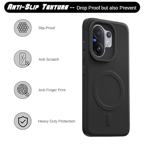 Image of Back Cover | MagFit Ring Design (Non-Magnetic) | Shockproof Protection | Anti-Slip Grip | Raised Camera Edges | Slim Protective Case for Vivo V60 5G / V60e 5G / T4 Pro 5G (Matte Black)