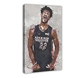 WANGCYJS Póster deportivo de baloncesto de Jimmy Butler, 3 pósteres en lienzo, decoración de dormitorio, paisaje, oficina, habitación, marco de regalo: 60 x 90 cm