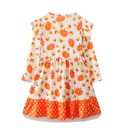 Girl Fall Long Sleeve Dress Christmas Red Rainbow Twirly Skater Midi Party Dress4