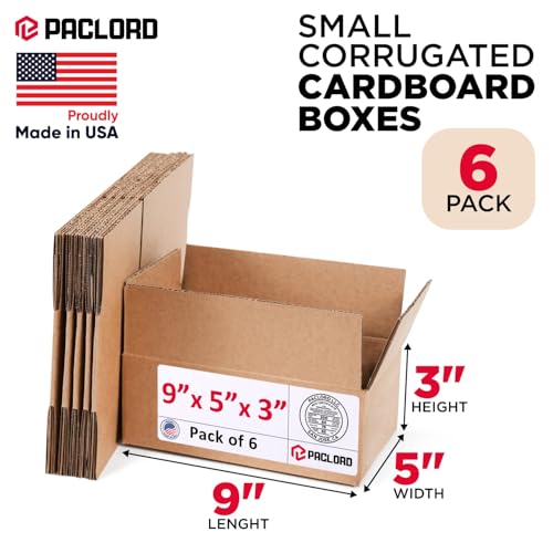 Image of Small Cardboard Boxes 9 inchL x 5 inchW x 3 inchH (Pack of 6) - USA-Made Packing Boxes for Moving, Shipping, or Storage - USPS, UPS, FedEx Approved - Professional Packing Supplies for Moving