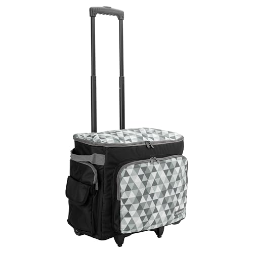 SEMPLIX Carro para máquina de coser, 50 x 43 x 32 cm, para todo tipo de máquinas domésticas, maletín para transporte y almacenamiento seguro, Piedra/Gris