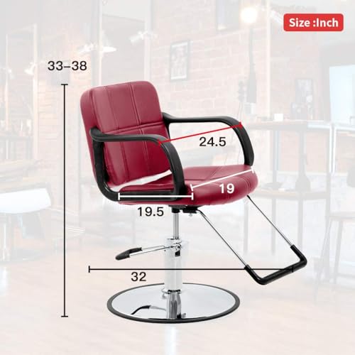 BestSalon Styling Heavy Duty Beauty Swivel Hydraulic Pump Profession Shampoo Hair Cutting Barber Salon Chair (Burgundy) - Thumbnail 3