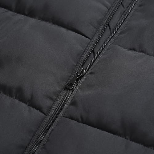 Image of Men's Hooded Puffer Jacket Down Alternative Lightweight Warm Coat Stand Collar Winter Insulated Quilted Coat