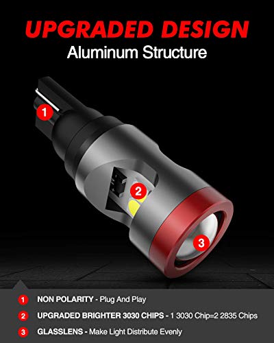 Image of Torchbeam 912 921 LED Bulb T15 Backup Light Bulbs Extremely Bright 3030 SMD Chipsets Error-Free 906 W16W for Back up Brake Reverse Lights 6000K Xenon White (Pack of 2)