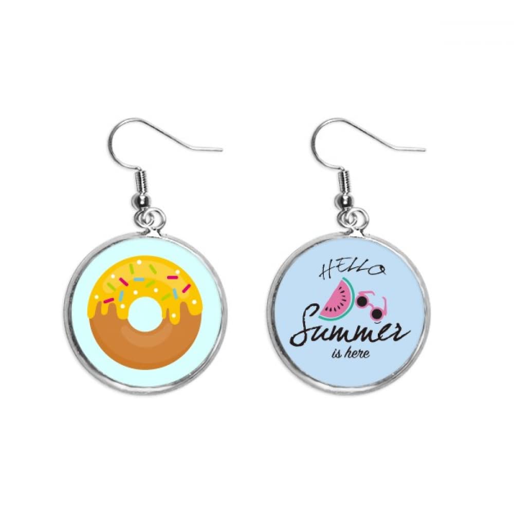 Pendientes de sandía y alimentos dulces con donas color amarillo crema 5